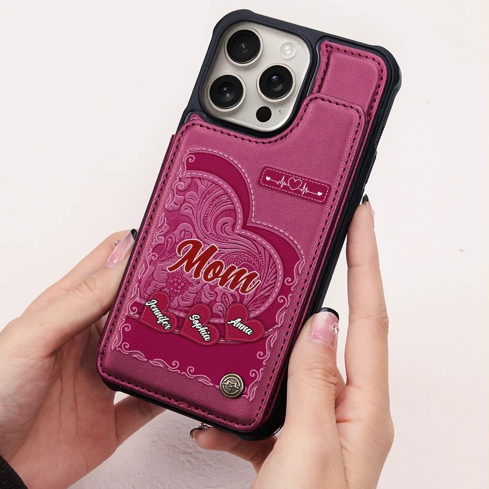 Grandma's Mom's Little Sweethearts - Personalized Leather Flip Wallet Phone Case - soufeeluk