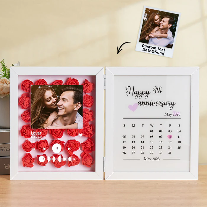 Personalized Photo Rose Flower Foldable Frame Custom Music Code Can Play Music Anniversary Gift for Couple - soufeeluk