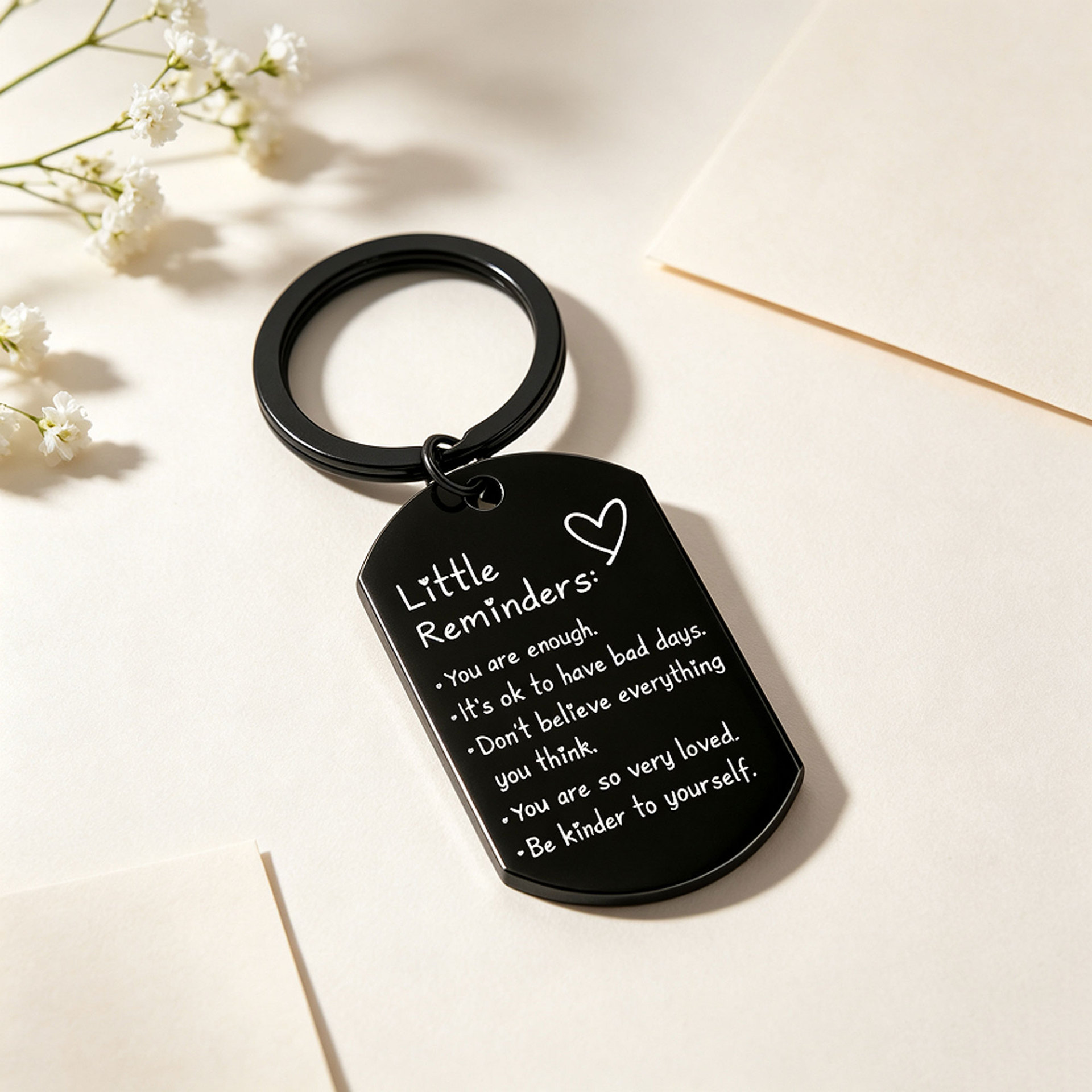 Inspirierender Kleiner Erinnerungs-Schlüsselanhänger Standard-Inspirierender Kleiner Erinnerungs-Schlüsselanhänger, Edelstahl-Erkennungsmarke, Geschenke Für Freunde - soufeelde