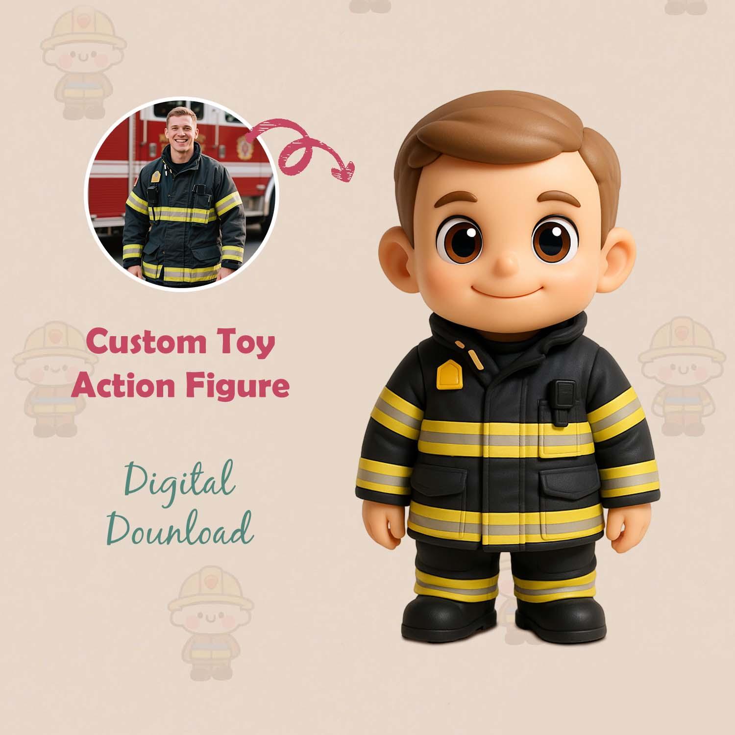 Benutzerdefinierte 3d-actionfigur Nach Ihrem Foto, Personalisierte Spielzeugfigur, Individuelle Actionfigur-geschenke Für Feuerwehrmann - soufeelde