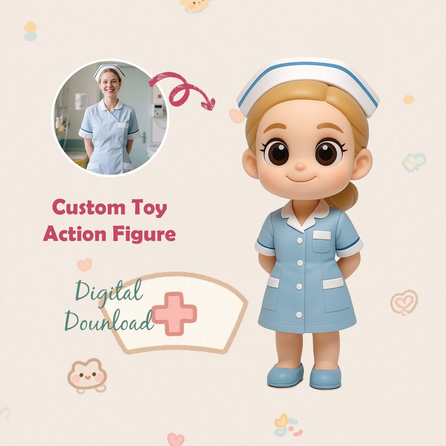 Personalisierte 3D-Mini-Figuren – Individuelle Spielfiguren mit Foto – Blindbox – Geschenk zum Tag der Pflegekräfte