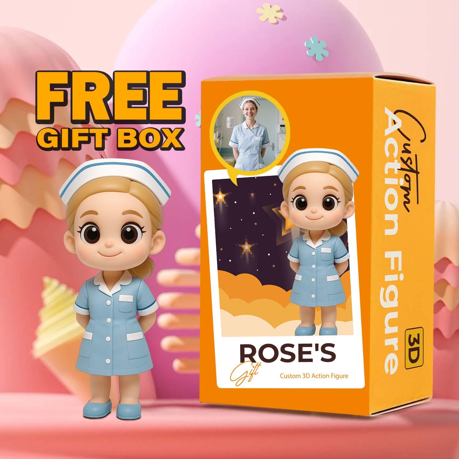 Personalisierte 3D-Mini-Figuren – Individuelle Spielfiguren mit Foto – Blindbox – Geschenk zum Tag der Pflegekräfte