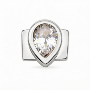 Großer Tropfenförmiger Diamantanhänger – Silber