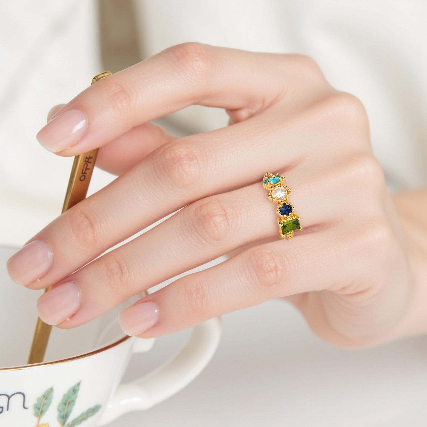 Personalisierter Geburtssteinring Mit Mehreren Vintage-milgrain-ringen Für Mama Und Oma - soufeelde