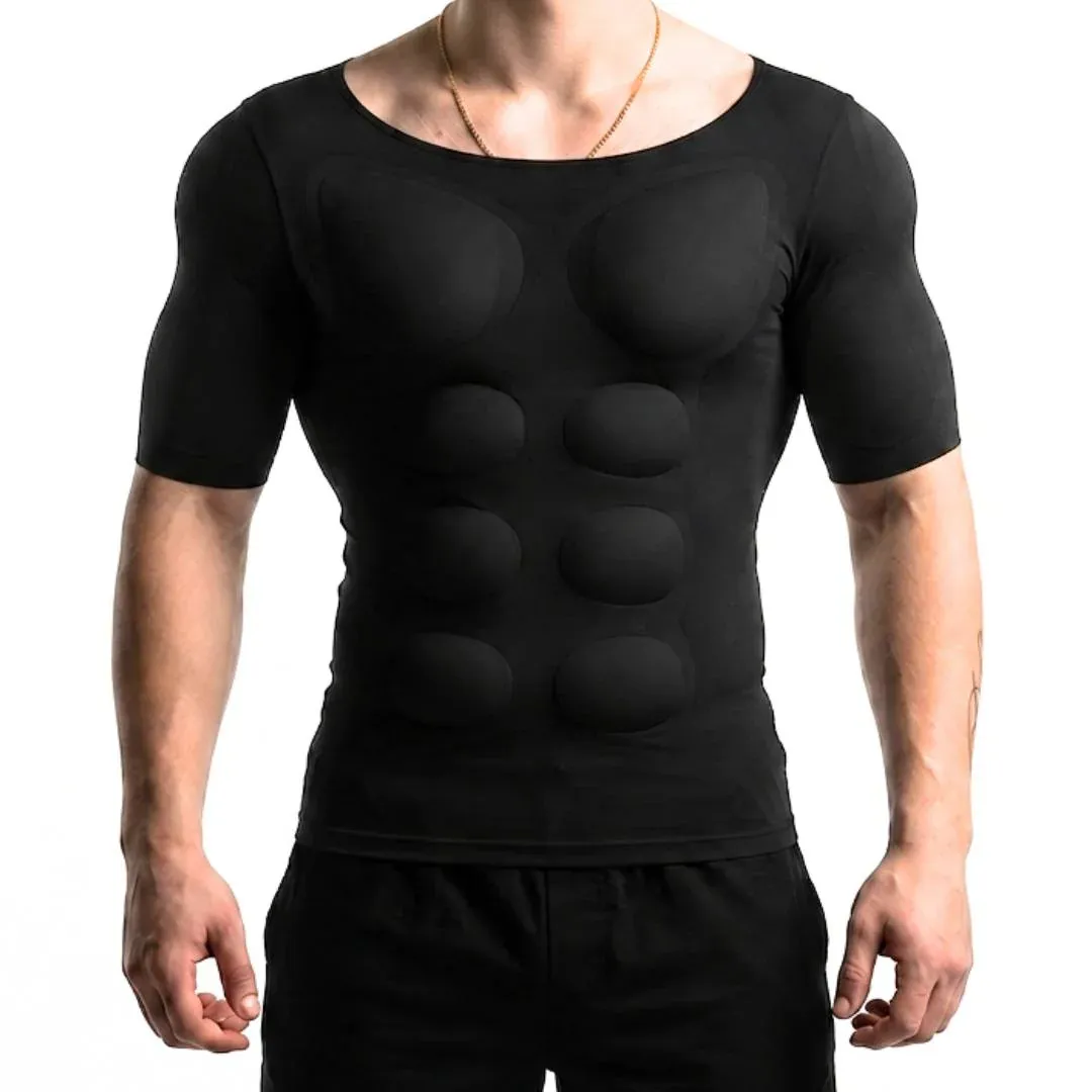 Muscle Fit Kompressionsshirt Für Herren – Gepolstertes, Muskelaufbauendes Unterhemd Mit Herausnehmbaren Brust- Und Schulterpolstern - soufeelde