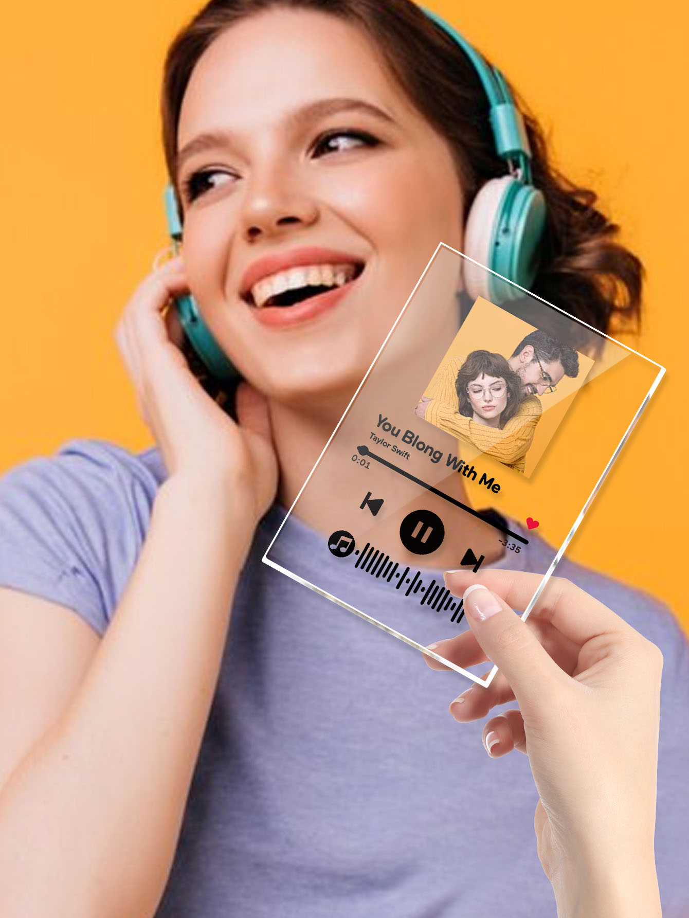 Scannbare benutzerdefinierte Spotify Code Acryl Musik Plakette Romantische Geschenke 4,7 Zoll * 6.3 Zoll (12 * 16 cm)