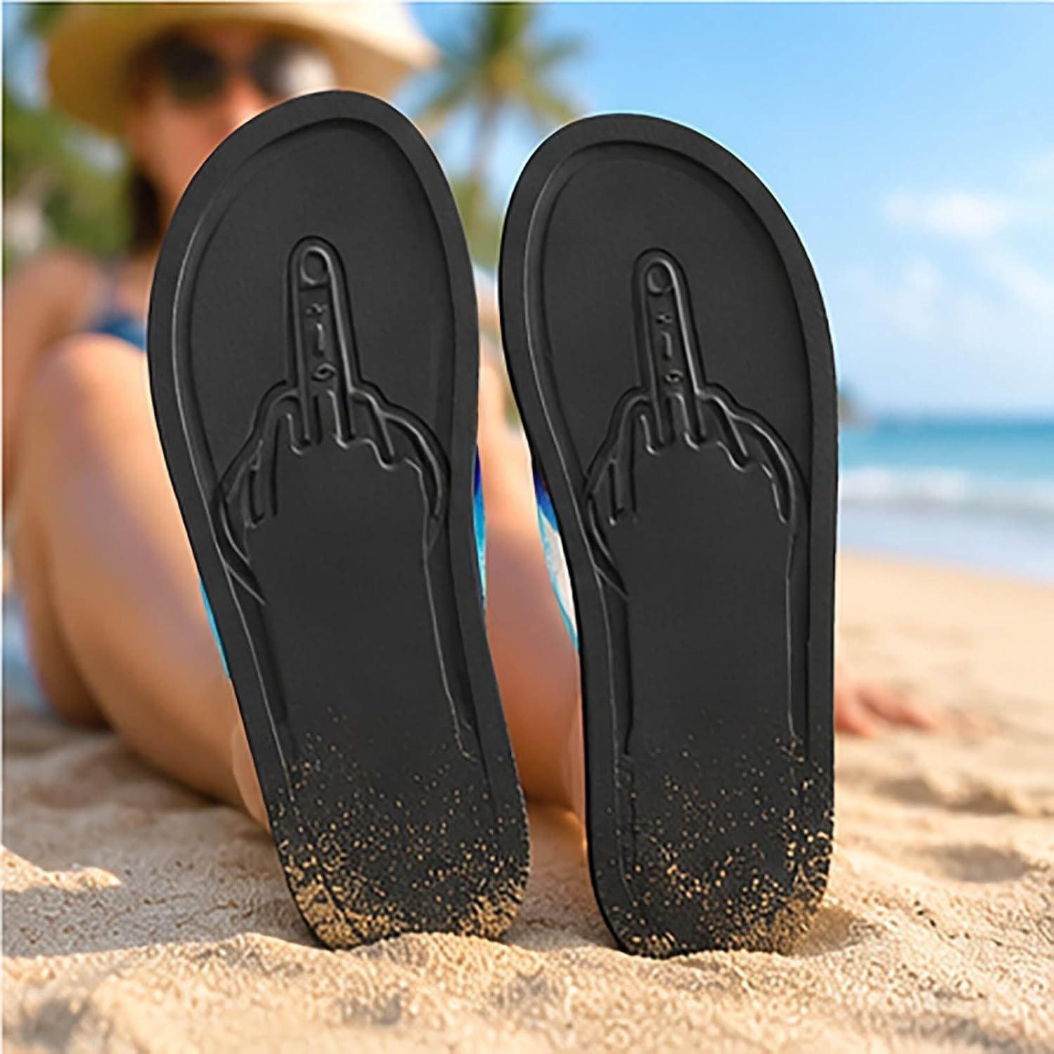 Lustige Mittelfinger-Fußabdruck-Flip-Flops, Neuartige Strandsandalen, Geschenk Für Freunde