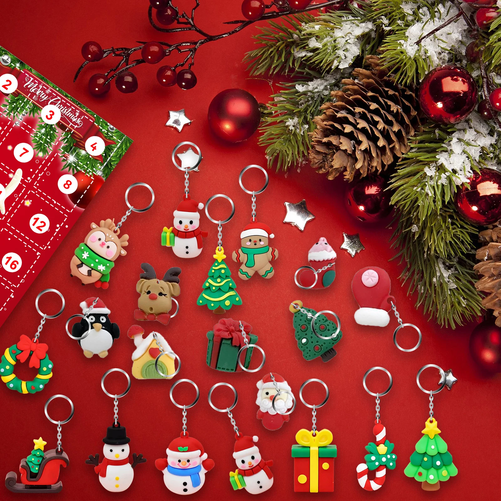 Weihnachtsschmuck/schlüsselanhänger Blindbox Weihnachten 24-tage-countdown-kalender Geschenkbox Weihnachtsgeschenk - soufeede