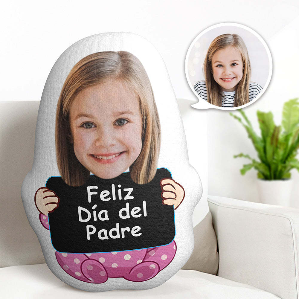 Benutzerdefiniertes Gesichtskissen, Personalisiertes Fotopuppen-minime-kissen, Feliz Dia Del Padre-geschenke Für Ihn - soufeede