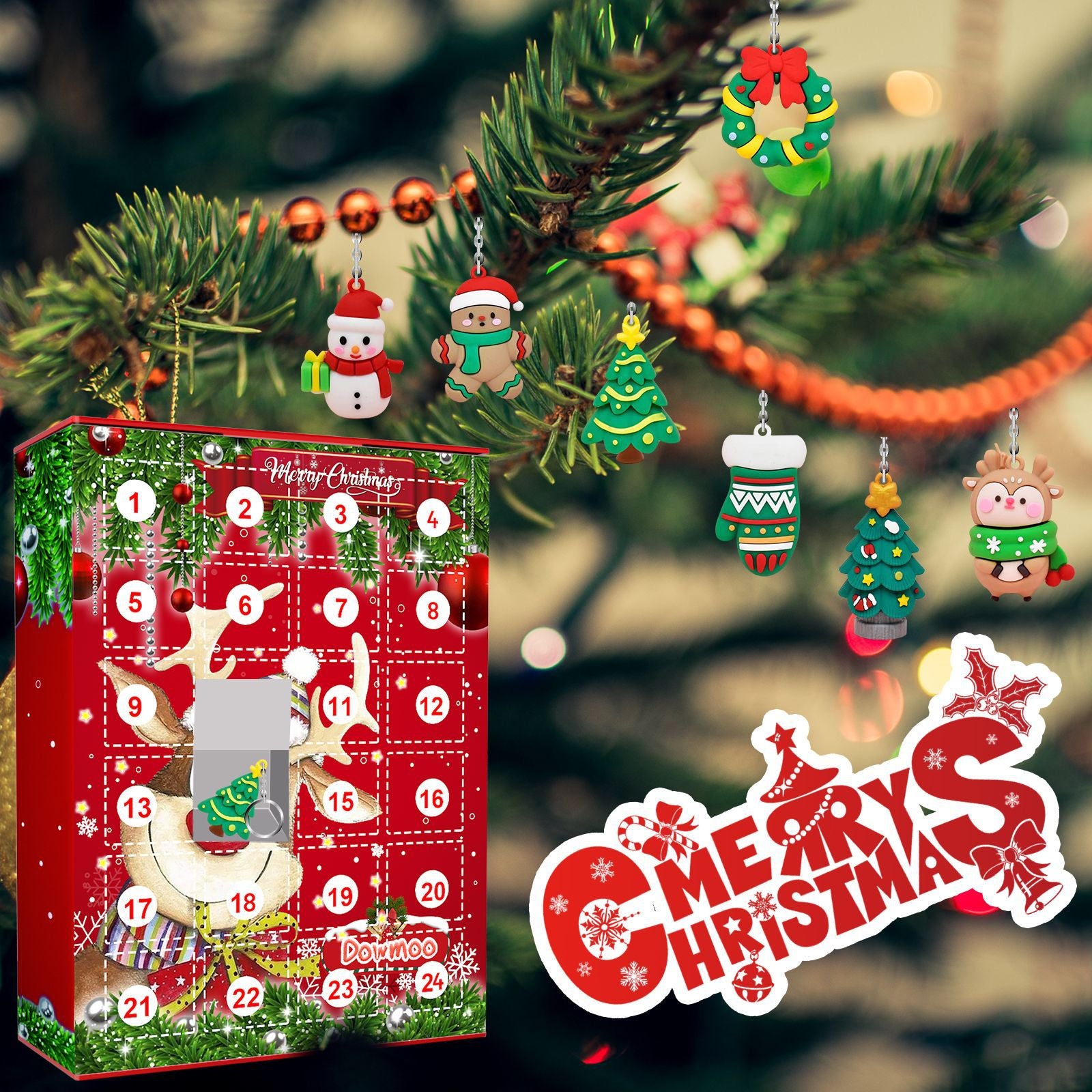 Weihnachtsschmuck/schlüsselanhänger Blindbox Weihnachten 24-tage-countdown-kalender Geschenkbox Weihnachtsgeschenk - soufeede