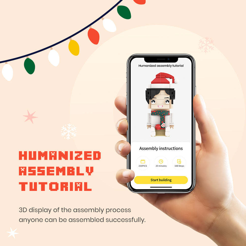 Weihnachtsgeschenk Für Paare, Rundes Gesicht, Ganzkörper, Anpassbar, Für 2 Personen, Individuelle Ziegelfiguren - soufeede