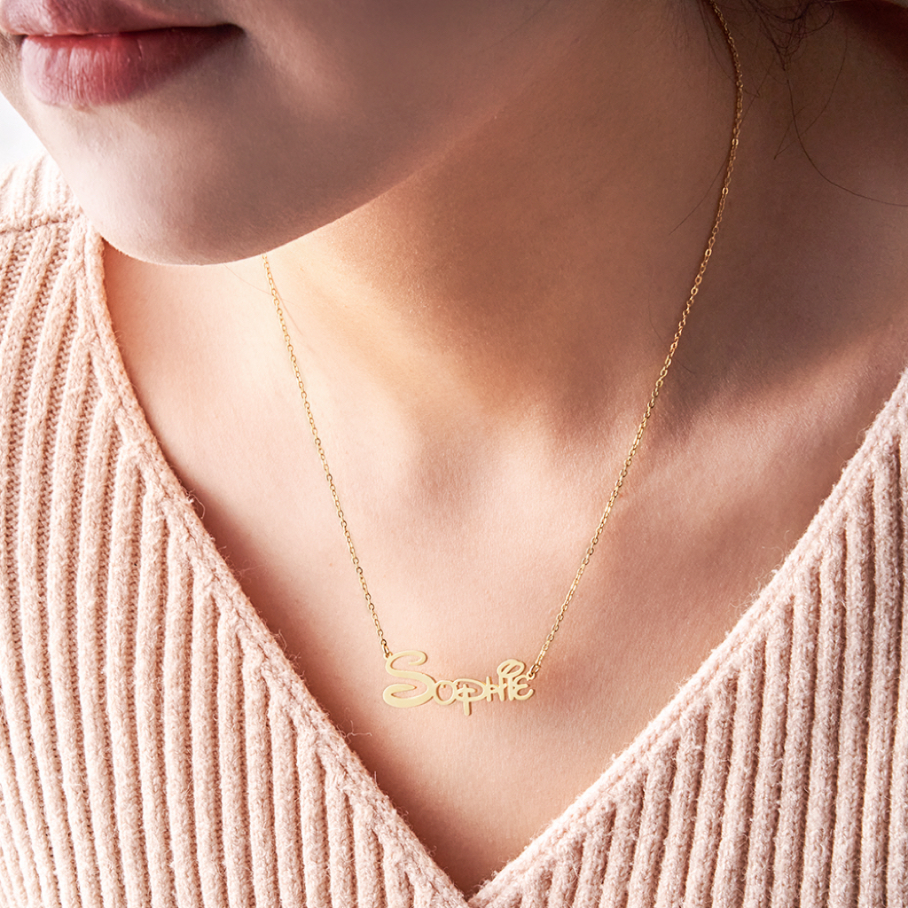 Personalisierte Namenskette, Individuelle Halsketten Mit Namen, Namensgeschenk Im Sidney-stil, 14 Karat Gold