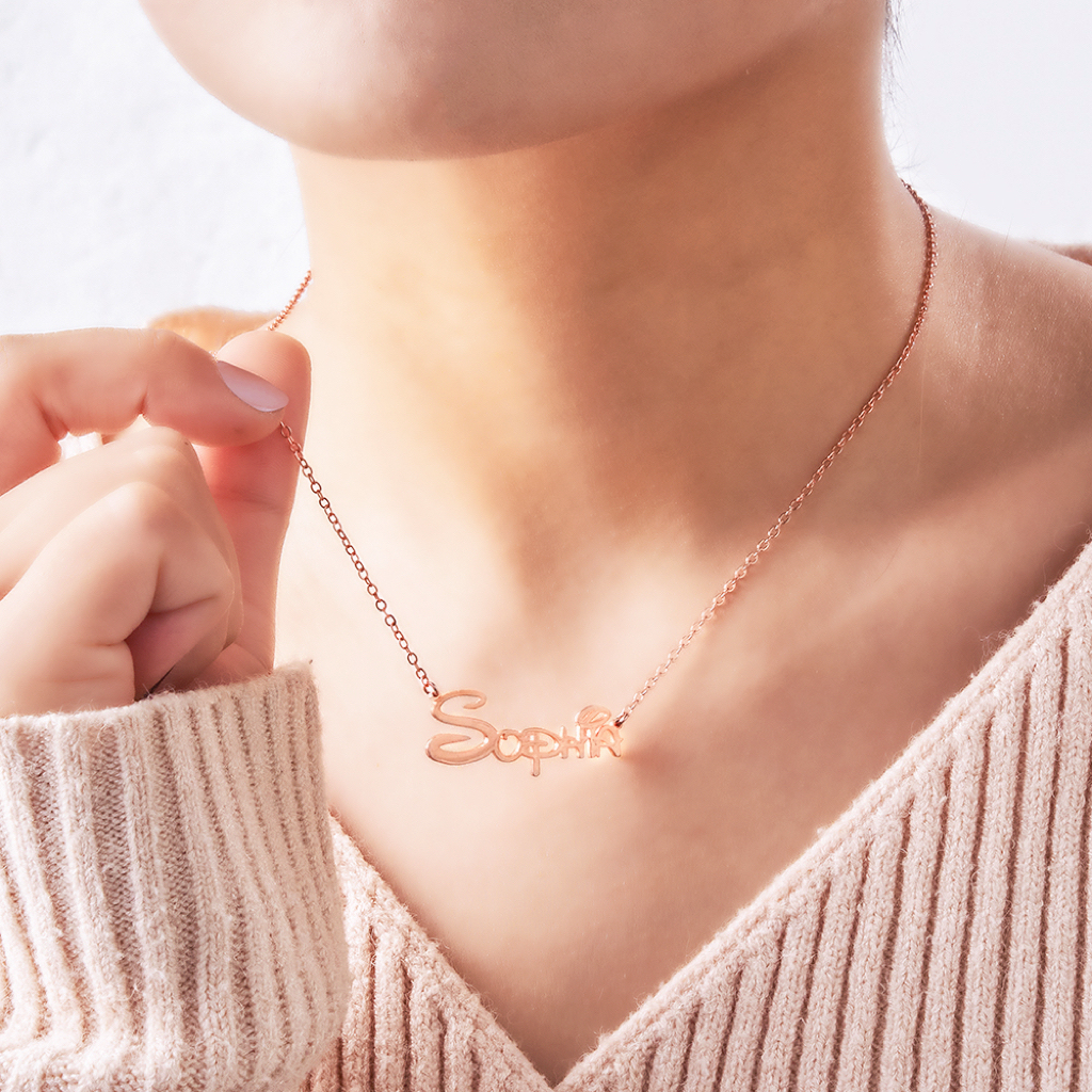 Personalisierte Namenskette Mit Spezieller Schriftart, Individuelle Namenskette Im Sidney-stil, Namensgeschenk, Silber
