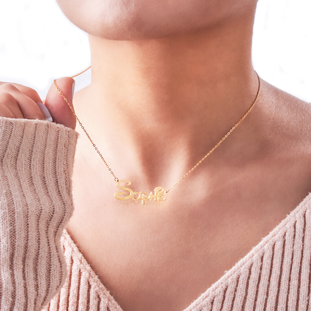 Personalisierte Namenskette, Individuelle Halsketten Mit Namen, Namensgeschenk Im Sidney-stil, 14 Karat Gold