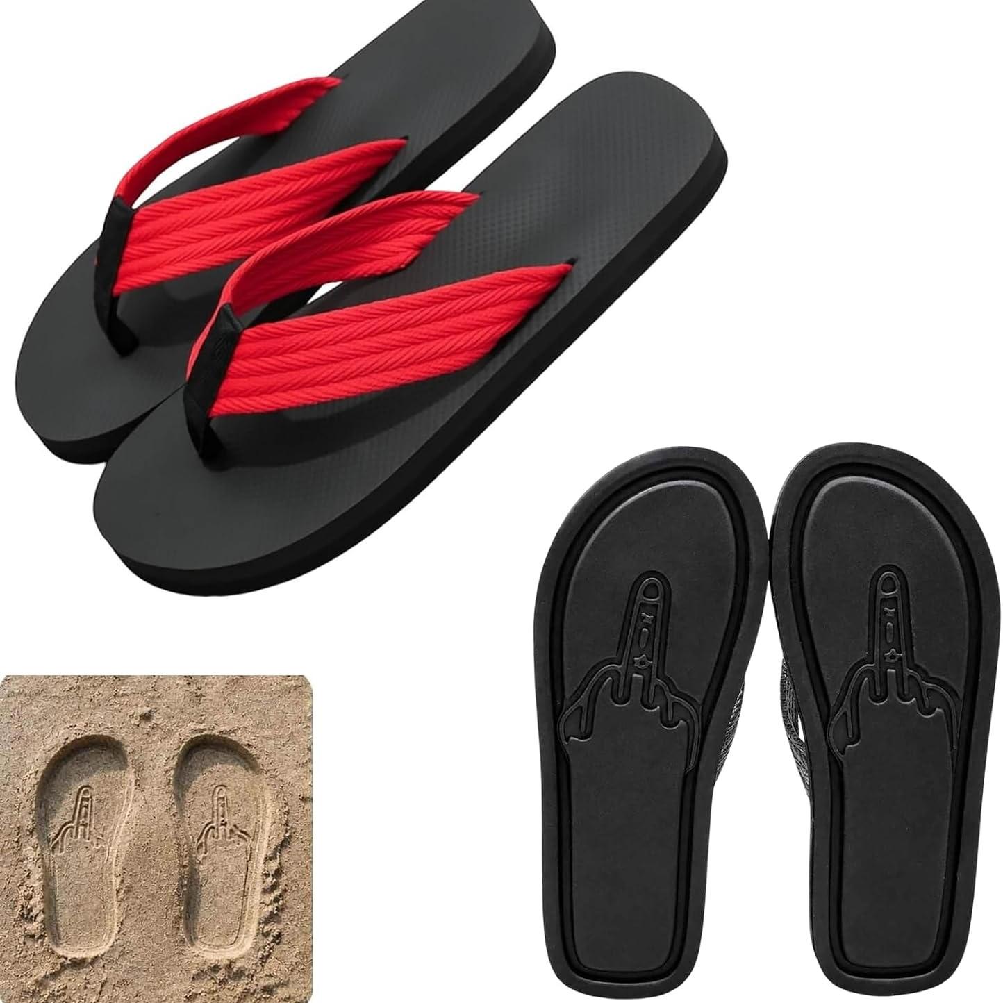 Lustige Mittelfinger-Fußabdruck-Flip-Flops, Neuartige Strandsandalen, Geschenk Für Freunde