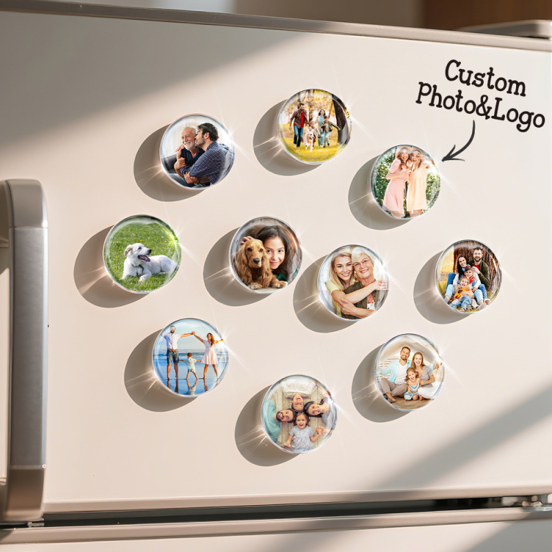 Personalisierte Runde Glasmagnete, Individuelle Foto-kühlschrankmagnete, Geschenk Für Familie Und Freunde - soufeelde