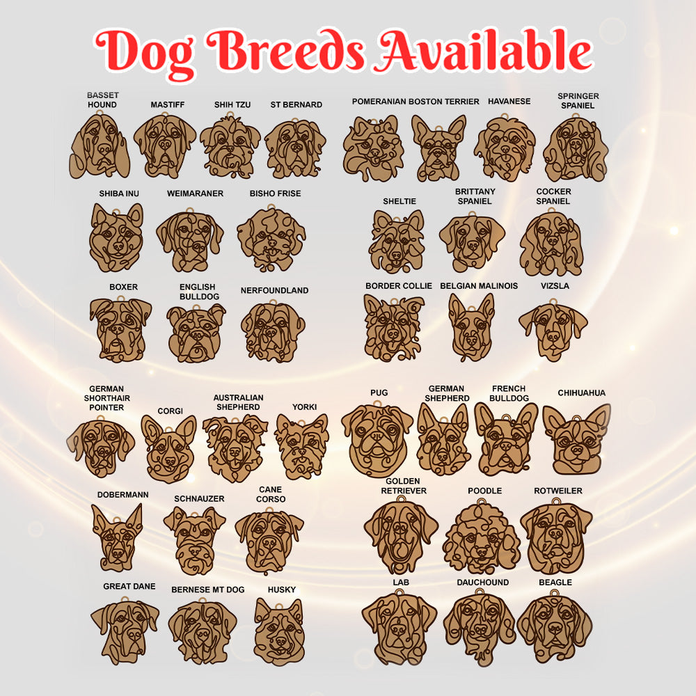 Personalisierter Line Art Hund Mit Namen, Weihnachtsschmuck, Weihnachtsgeschenk Für Hundeliebhaber - soufeede