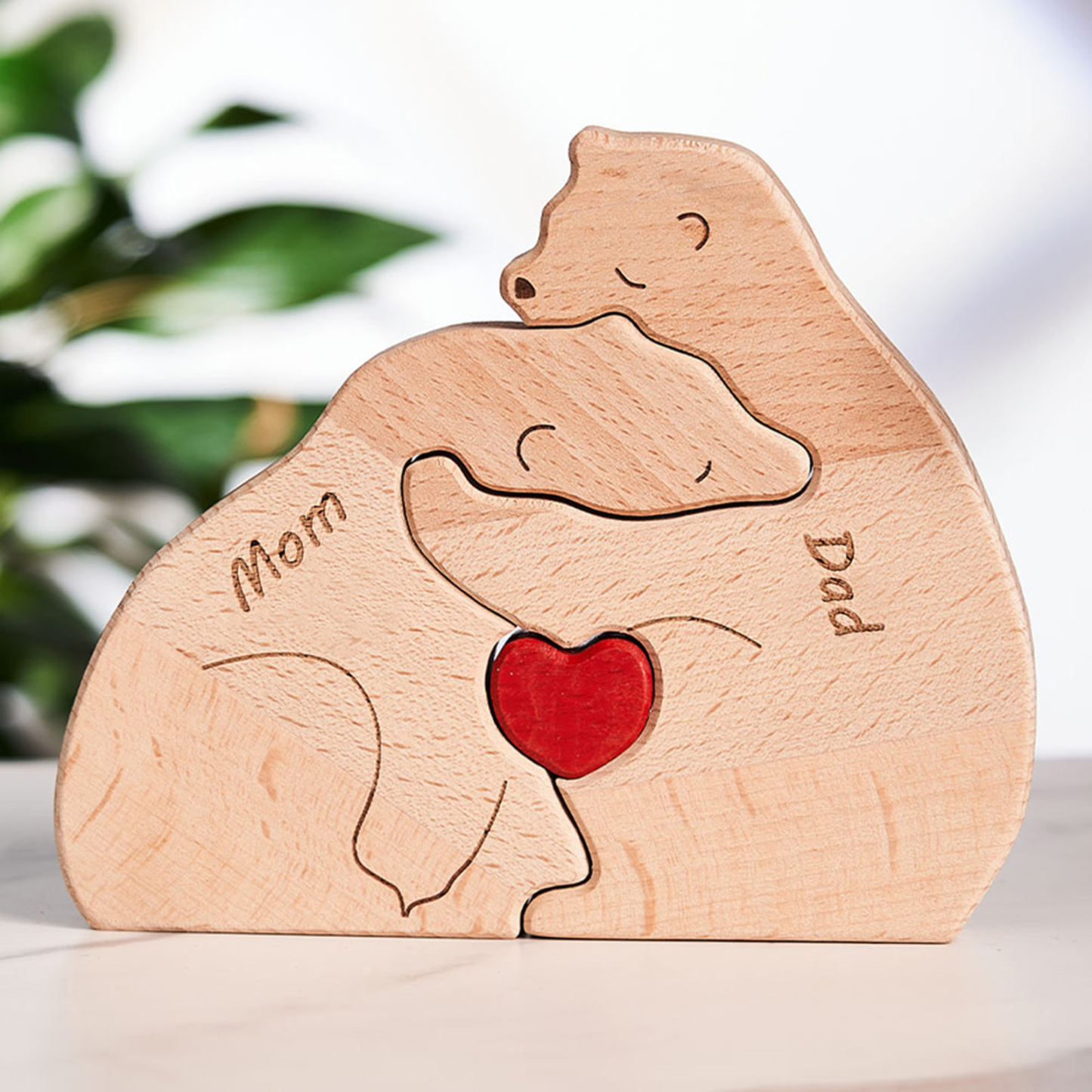 Benutzerdefinierte Namen Holz Bären Familie Block Puzzle Home Decor Geschenke