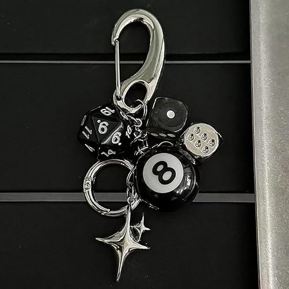 8 Ball Schlüsselanhänger Stern Würfel Billard Schlüsselanhänger Lucky Magic 8 Ball Schlüsselanhänger Tasche Rucksack Geldbörse Charm - soufeelde