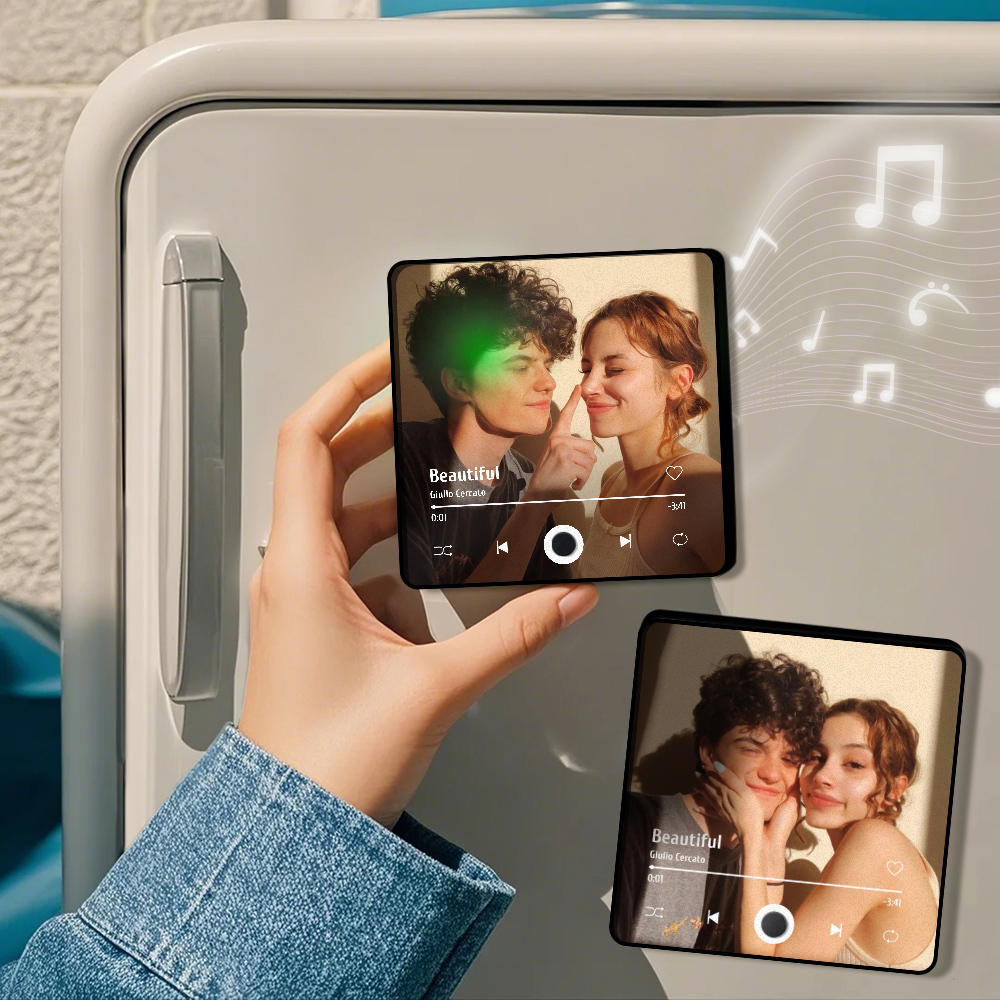 Personalisierter Fotoalbum-kühlschrankmagnet, Musik-wand-fotoaufkleber, Musikbewegung, Die Ohne Handy Abgespielt Werden Kann, Music Fridge Magnet Pro - soufeede