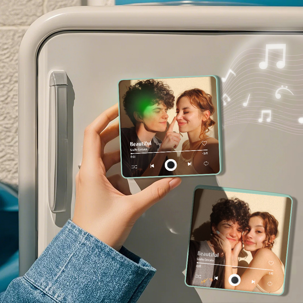 Personalisierter Fotoalbum-kühlschrankmagnet, Musik-wand-fotoaufkleber, Musikbewegung, Die Ohne Handy Abgespielt Werden Kann, Music Fridge Magnet Pro - soufeede
