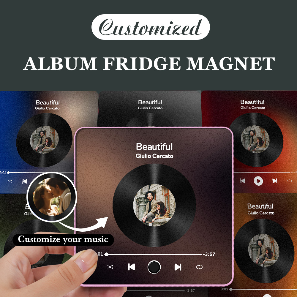 Personalisierter Fotoalbum-kühlschrankmagnet, Musik-wand-fotoaufkleber, Musikbewegung, Die Ohne Handy Abgespielt Werden Kann, Music Fridge Magnet Pro