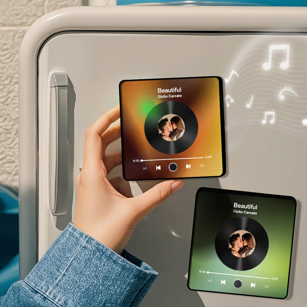 Personalisierter Fotoalbum-kühlschrankmagnet, Musik-wand-fotoaufkleber, Musikbewegung, Die Ohne Handy Abgespielt Werden Kann, Music Fridge Magnet Pro - soufeede