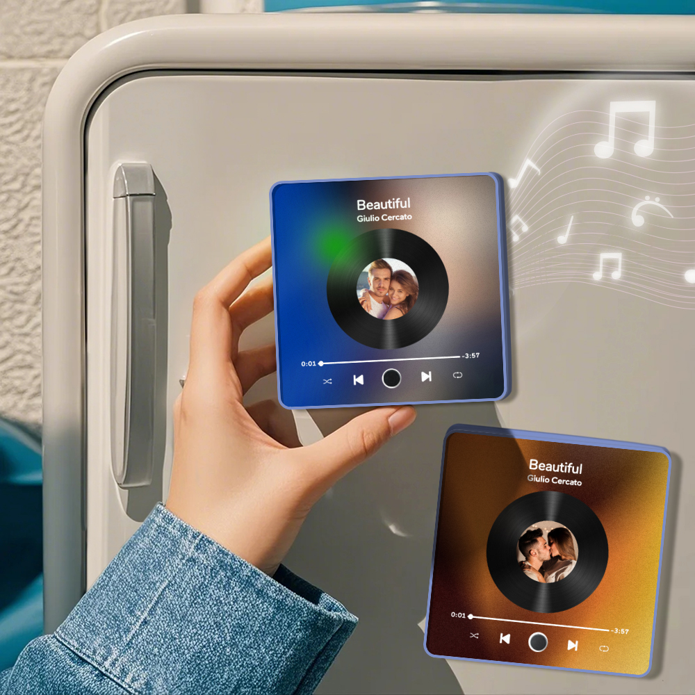 Personalisierter Fotoalbum-kühlschrankmagnet, Musik-wand-fotoaufkleber, Musikbewegung, Die Ohne Handy Abgespielt Werden Kann, Music Fridge Magnet Pro - soufeede