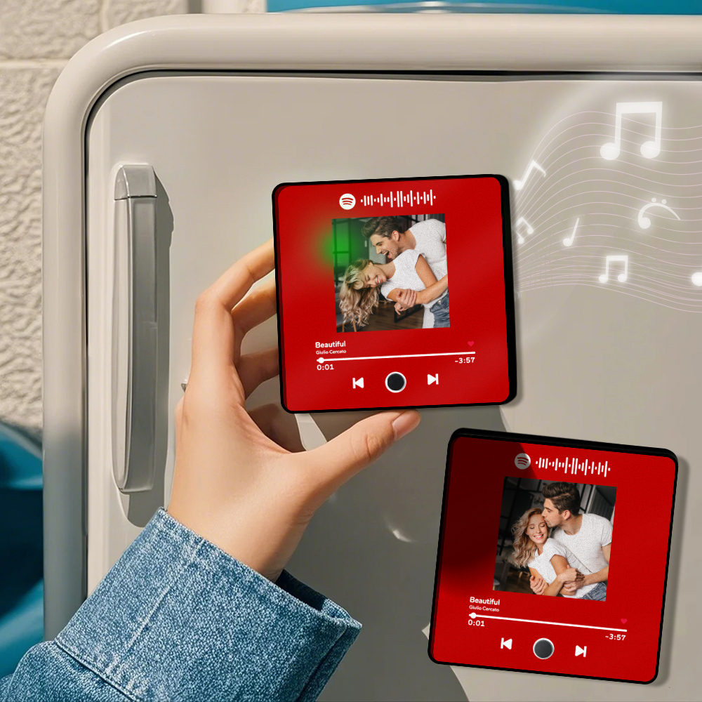 Personalisierter Fotoalbum-kühlschrankmagnet, Musik-wand-fotoaufkleber, Musikbewegung, Die Ohne Handy Abgespielt Werden Kann, Music Fridge Magnet Pro - soufeede