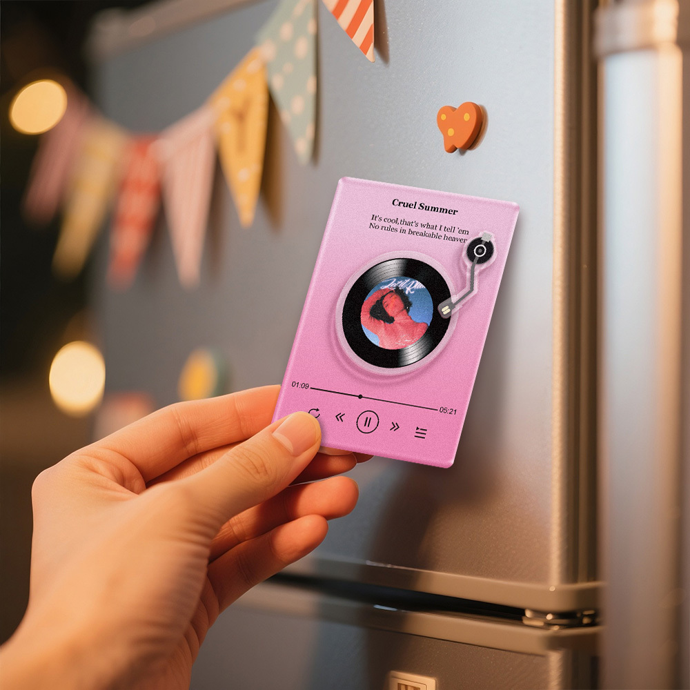 Benutzerdefinierter Nfc-musik-kühlschrankmagnet Acryl-aufzeichnung Benutzerdefinierte Songtexte Rotierender Kühlschrankmagnet - soufeelde