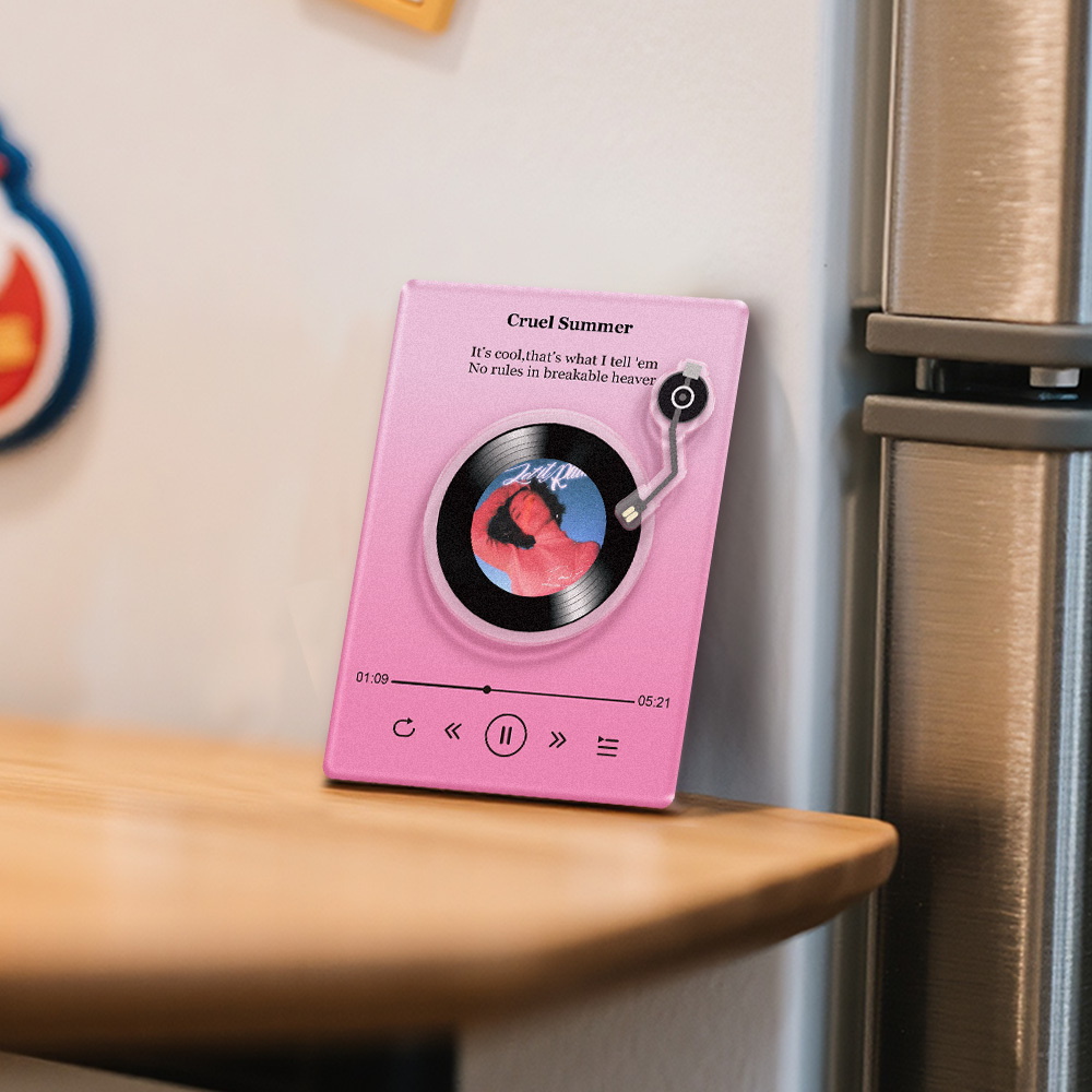 Benutzerdefinierter Nfc-musik-kühlschrankmagnet Acryl-aufzeichnung Benutzerdefinierte Songtexte Rotierender Kühlschrankmagnet - soufeelde