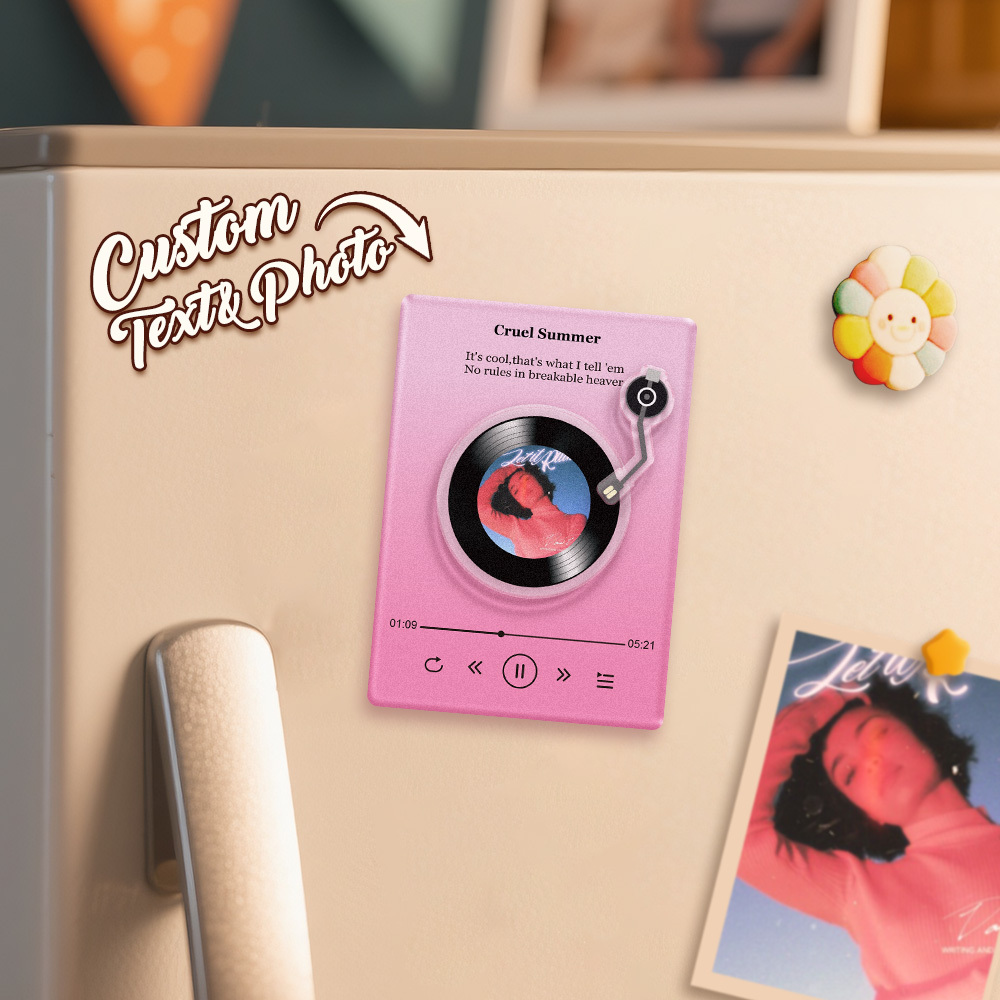 Benutzerdefinierter Nfc-musik-kühlschrankmagnet Acryl-aufzeichnung Benutzerdefinierte Songtexte Rotierender Kühlschrankmagnet - soufeelde