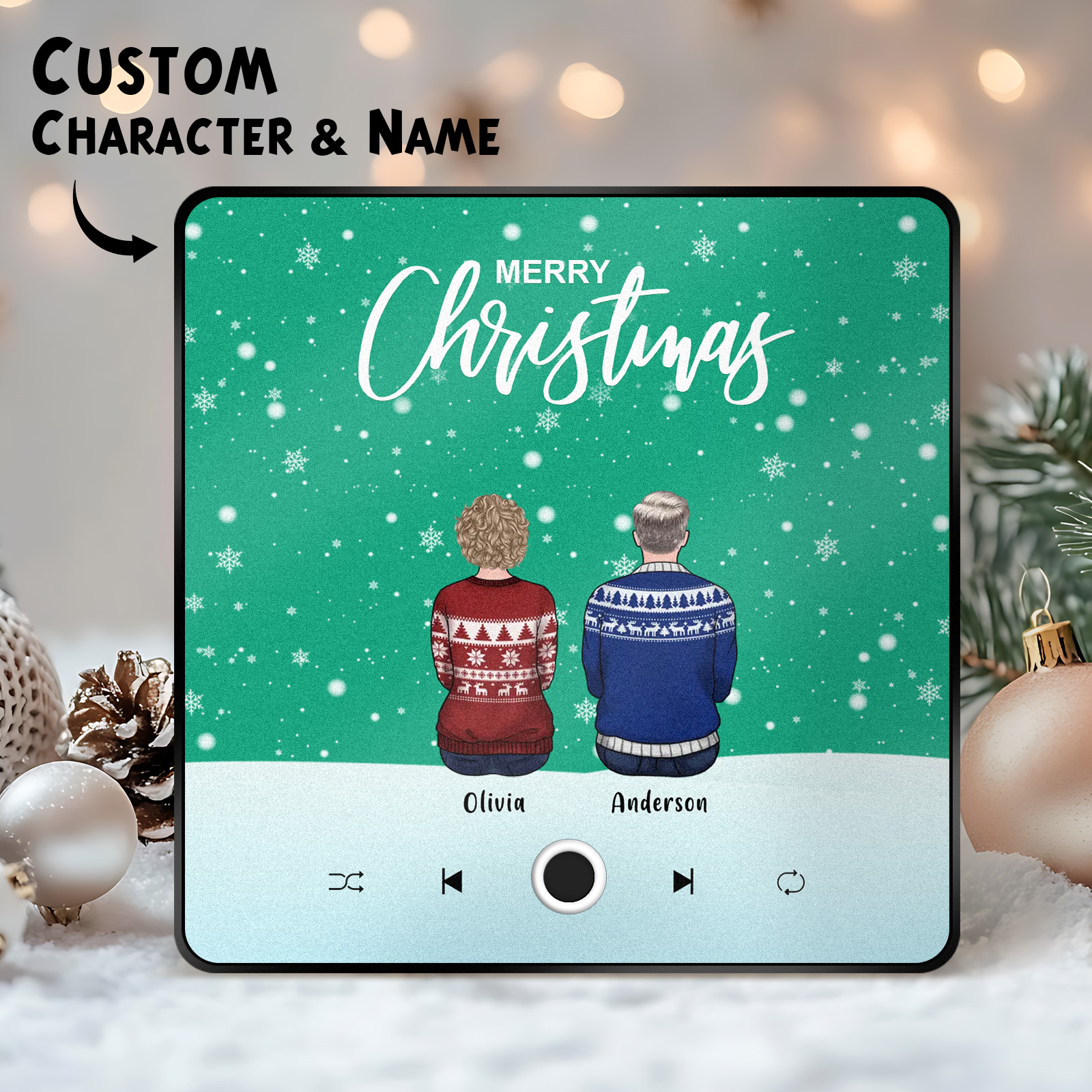 Benutzerdefiniertes Familienporträt, Personalisierter Musik-kühlschrankmagnet, Frohe Weihnachten, Individuelle Musikmagnete Können Lieder Abspielen, Weihnachtsgeschenk, Familiengeschenke - soufeede