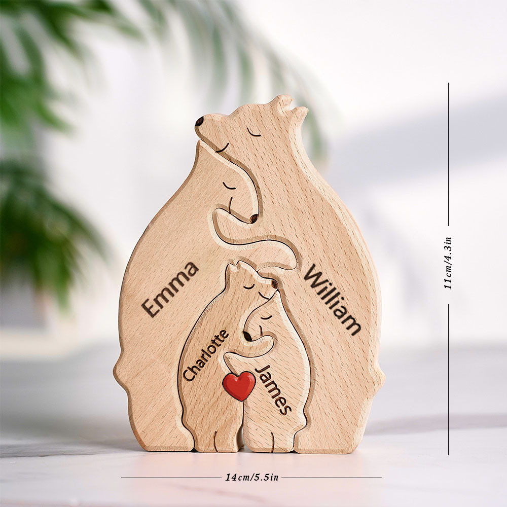 Holzbären Familie Individuelle Namen Puzzle Home Decor Geschenke - soufeede