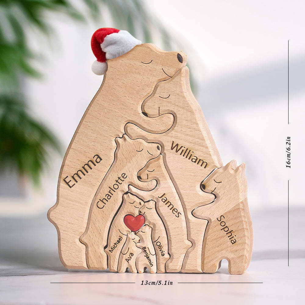Benutzerdefinierte Namen Weihnachten Holz Bären Familie Puzzle Home Decor Weihnachtsgeschenke - soufeede