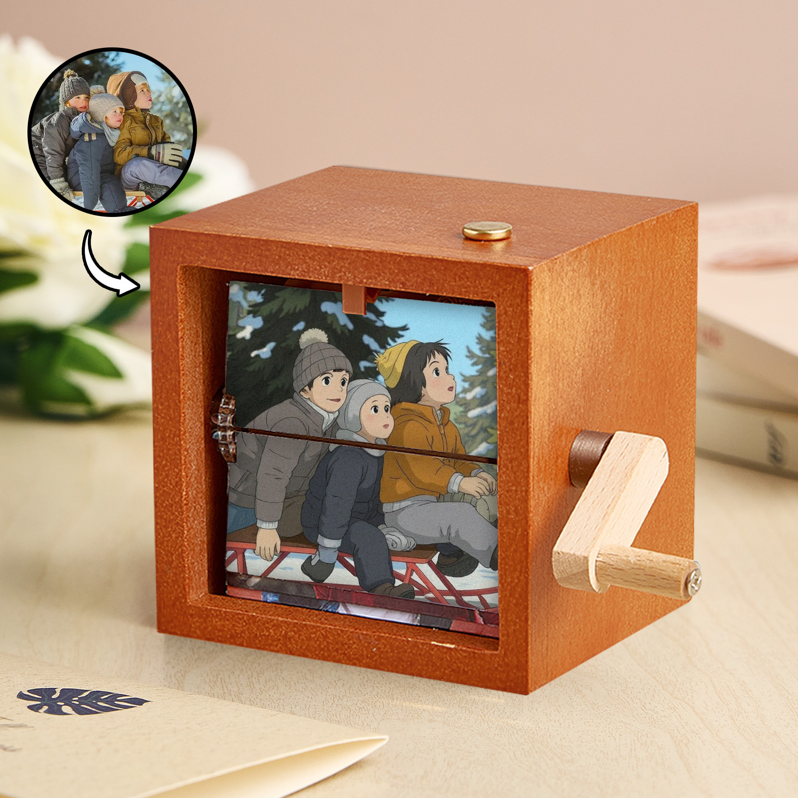 Benutzerdefinierte Gibli Stil Flipbook Rahmen Animation Maschine Mechanische Handkurbel Fotoalbum