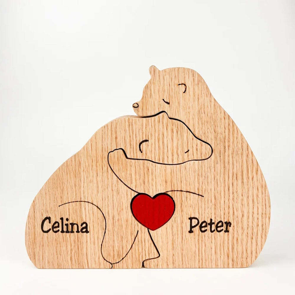 Benutzerdefinierte Namen Holz Bären Familie Block Puzzle Home Decor Geschenke - soufeede