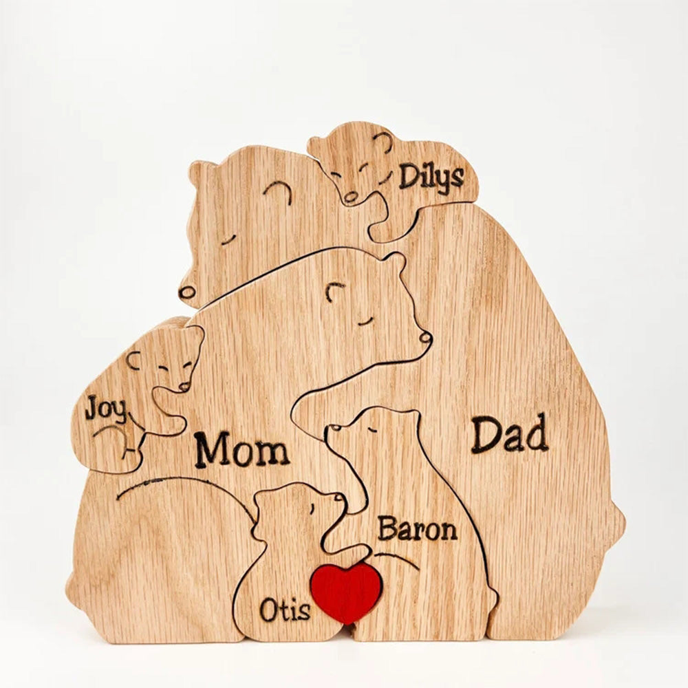 Benutzerdefinierte Namen Holz Bären Familie Block Puzzle Home Decor Geschenke - soufeede