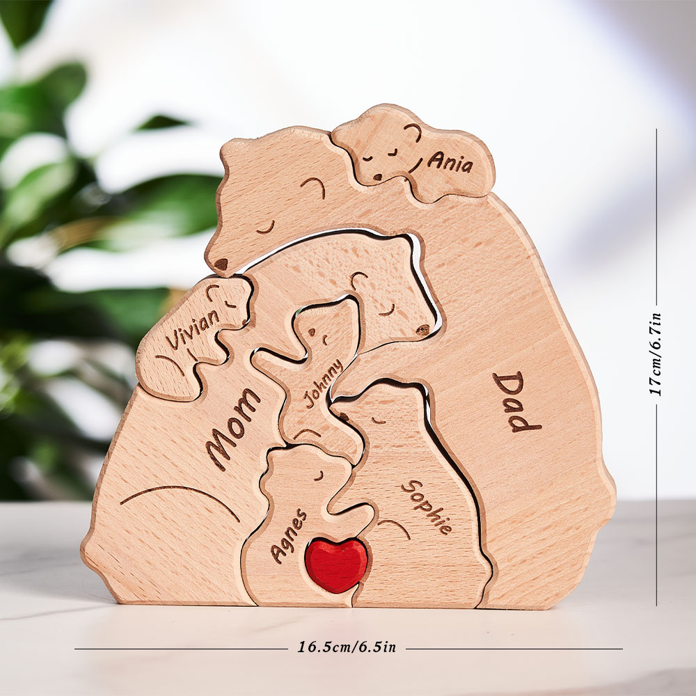 Benutzerdefinierte Namen Holz Bären Familie Block Puzzle Home Decor Geschenke
