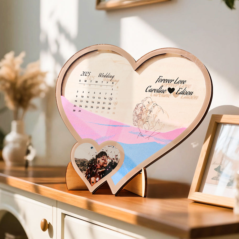 Benutzerdefinierte Foto Und Text Sand Kunst Ornament Romantisches Geschenk Für Paare - soufeelde