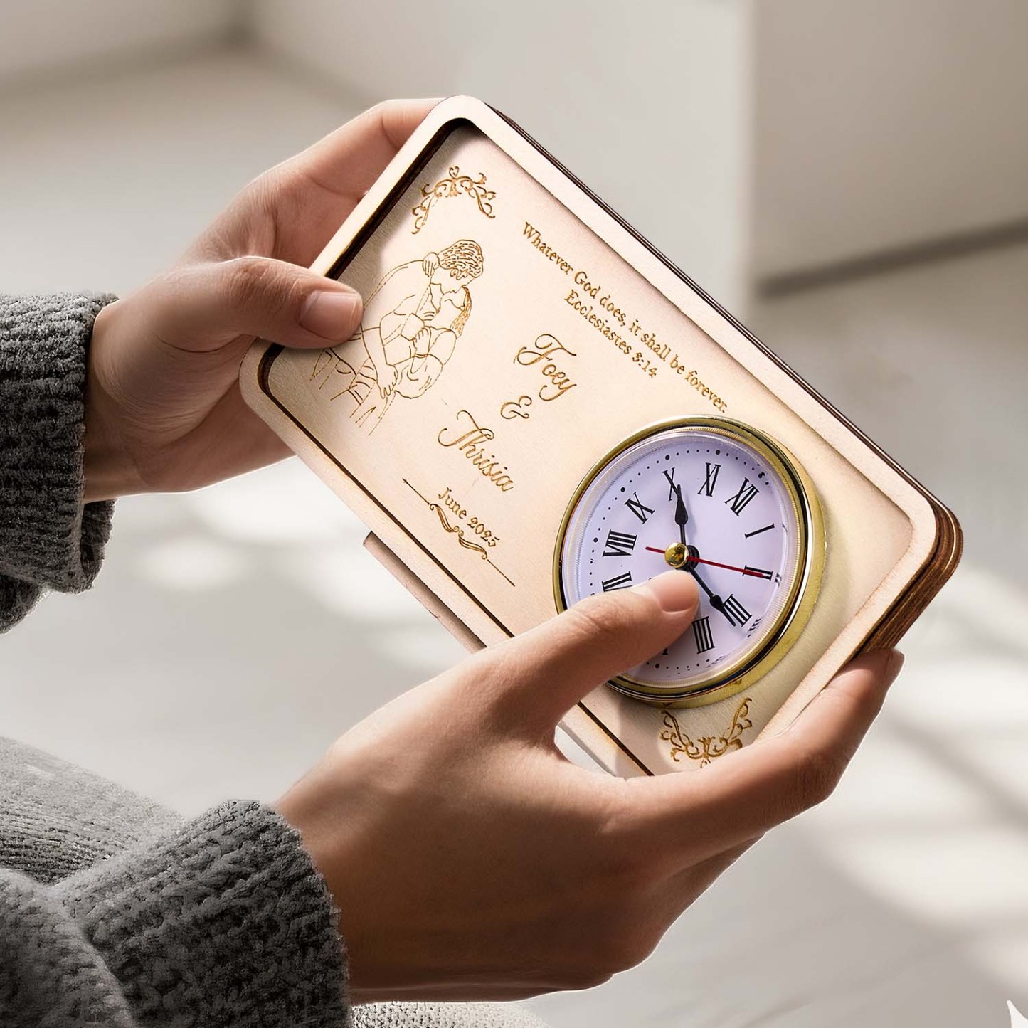 Personalisierte Holzuhr Mit Foto Und Text, Hochzeitsgeschenke, Jubiläumsgeschenke - soufeelde