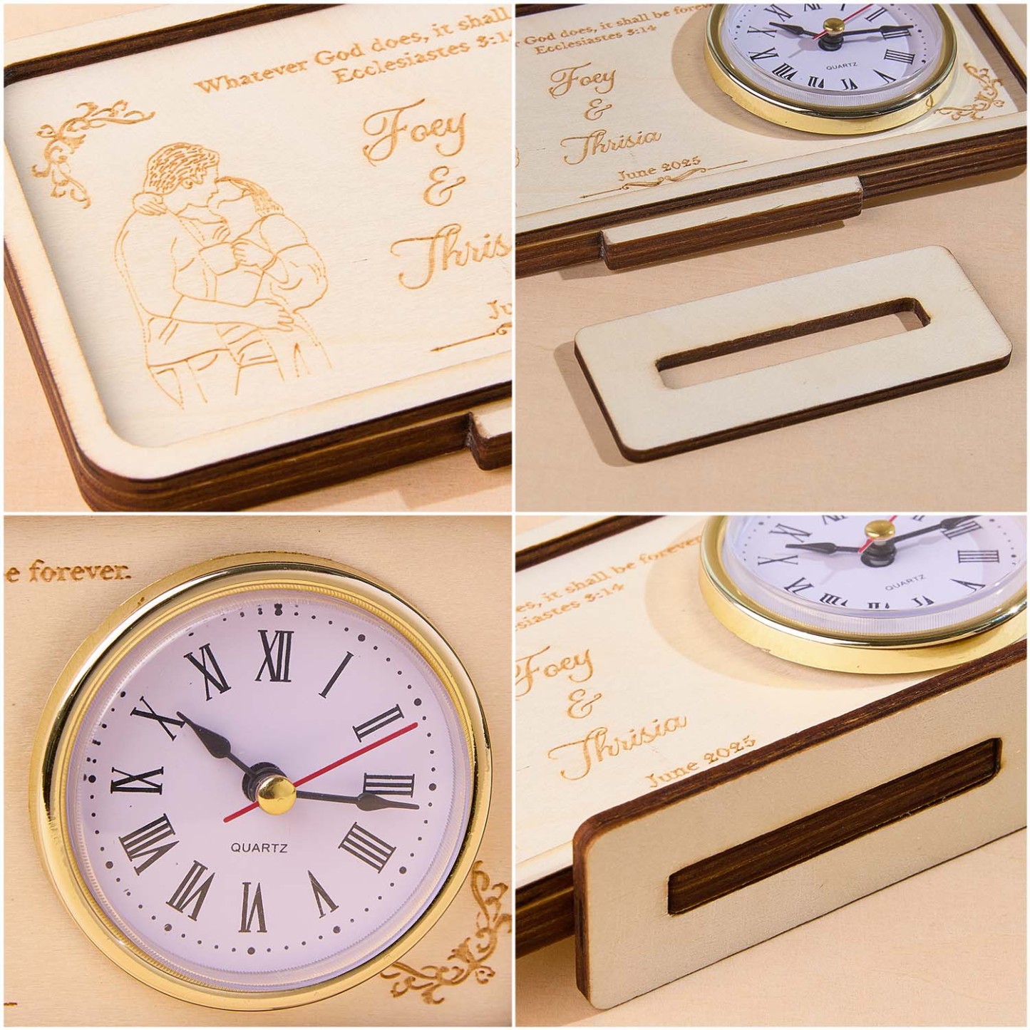 Personalisierte Holzuhr Mit Foto Und Text, Hochzeitsgeschenke, Jubiläumsgeschenke - soufeelde