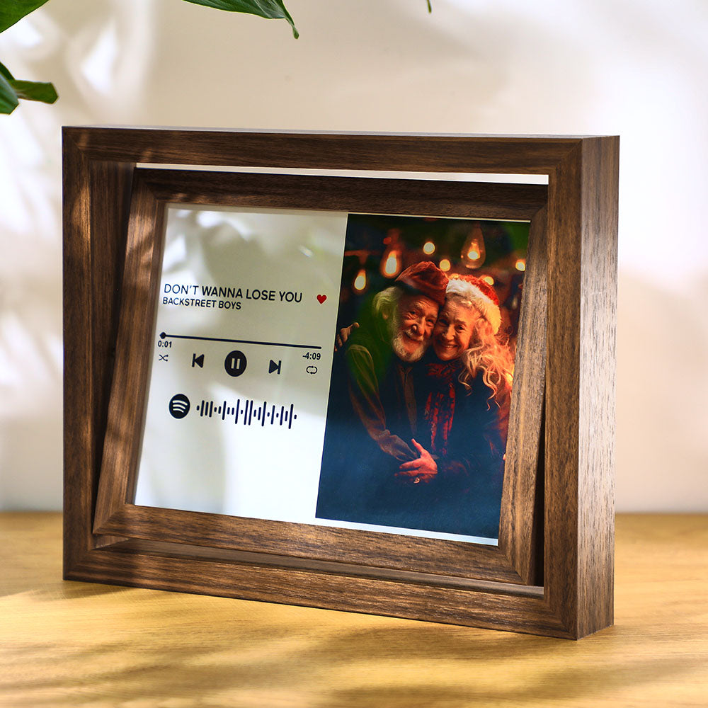 Scanbarer Spotify-code-foto-drehrahmen, Personalisierter Spotify-schwimmbild-dekorrahmen, Geschenke Für Paare - soufeede