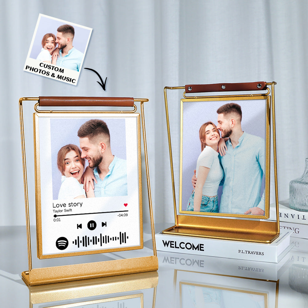 Scanbarer Spotify-code-fotorahmen, Personalisierte Doppelseitige Präsentationsständer, Geschenke Für Liebhaber - soufeede