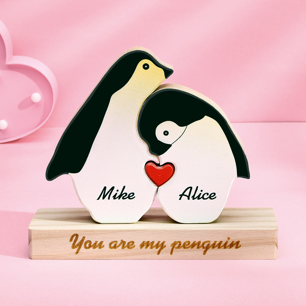 Benutzerdefinierte Name Pinguin Holzblöcke Paar Plakette Geschenke Für Sie „you Are My Penguin“. - soufeede