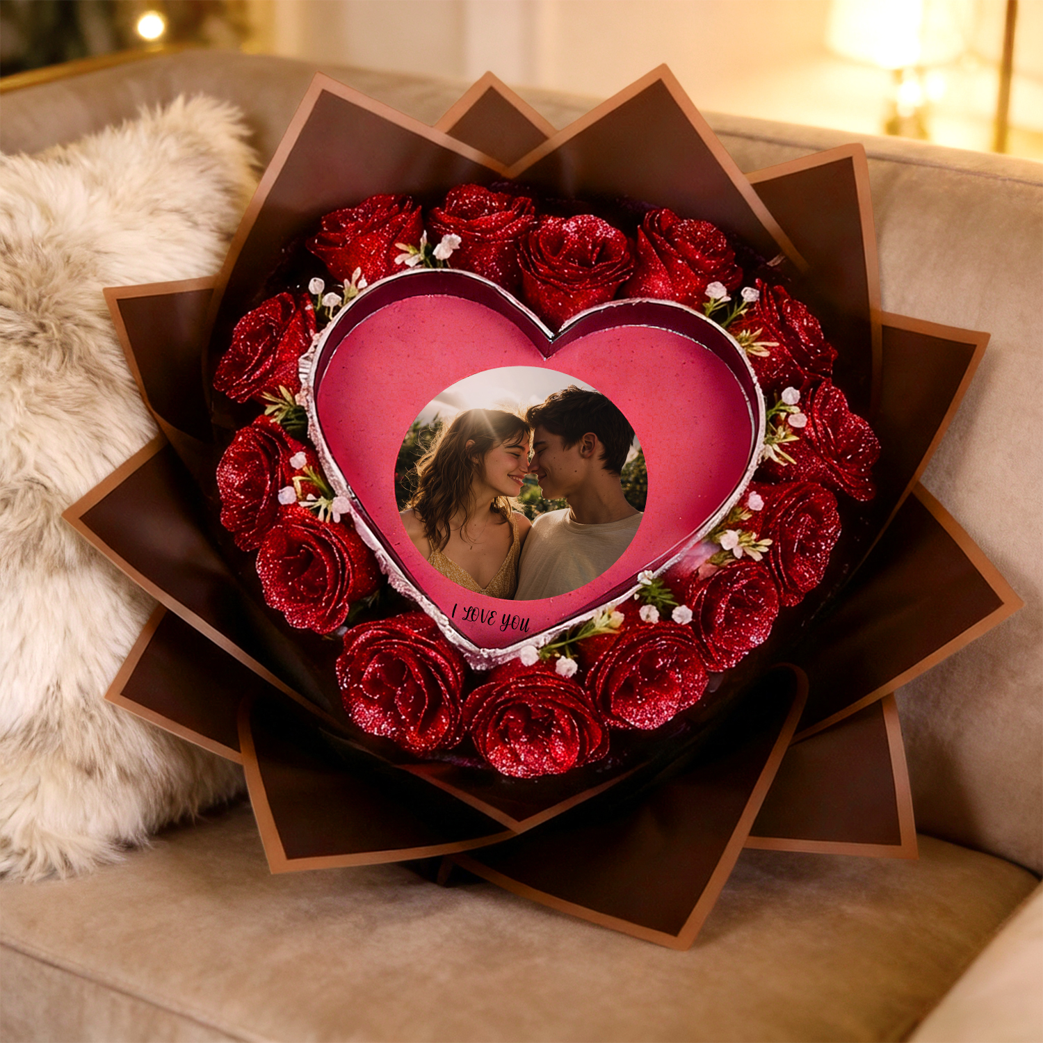 Individuell Gestalteter Rosenstrauß Mit Foto – Personalisierter, Ewig Haltbarer, Funkelnder Rosenstrauß DIY-Set – Das Perfekte Geschenk Für Die Freundin