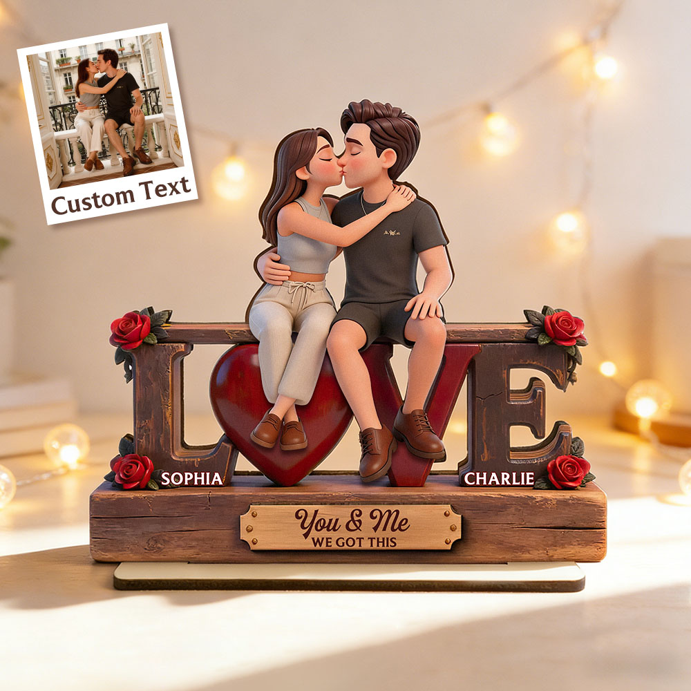 Ewige Rose – Liebespaar Für Immer Vereint – Personalisierte, Zweilagige Holzplakette – Valentinstagsgeschenk Für Paare – Für Ihn – Für Sie - soufeelde