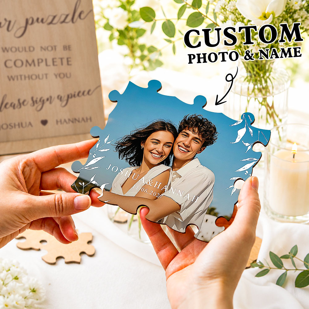 Personalisiertes Hochzeits-Puzzle-Gästebuch-Set – Individuelles Foto-Puzzle Und Hochzeitsschild, Interaktives Hochzeits-Andenken - soufeelde