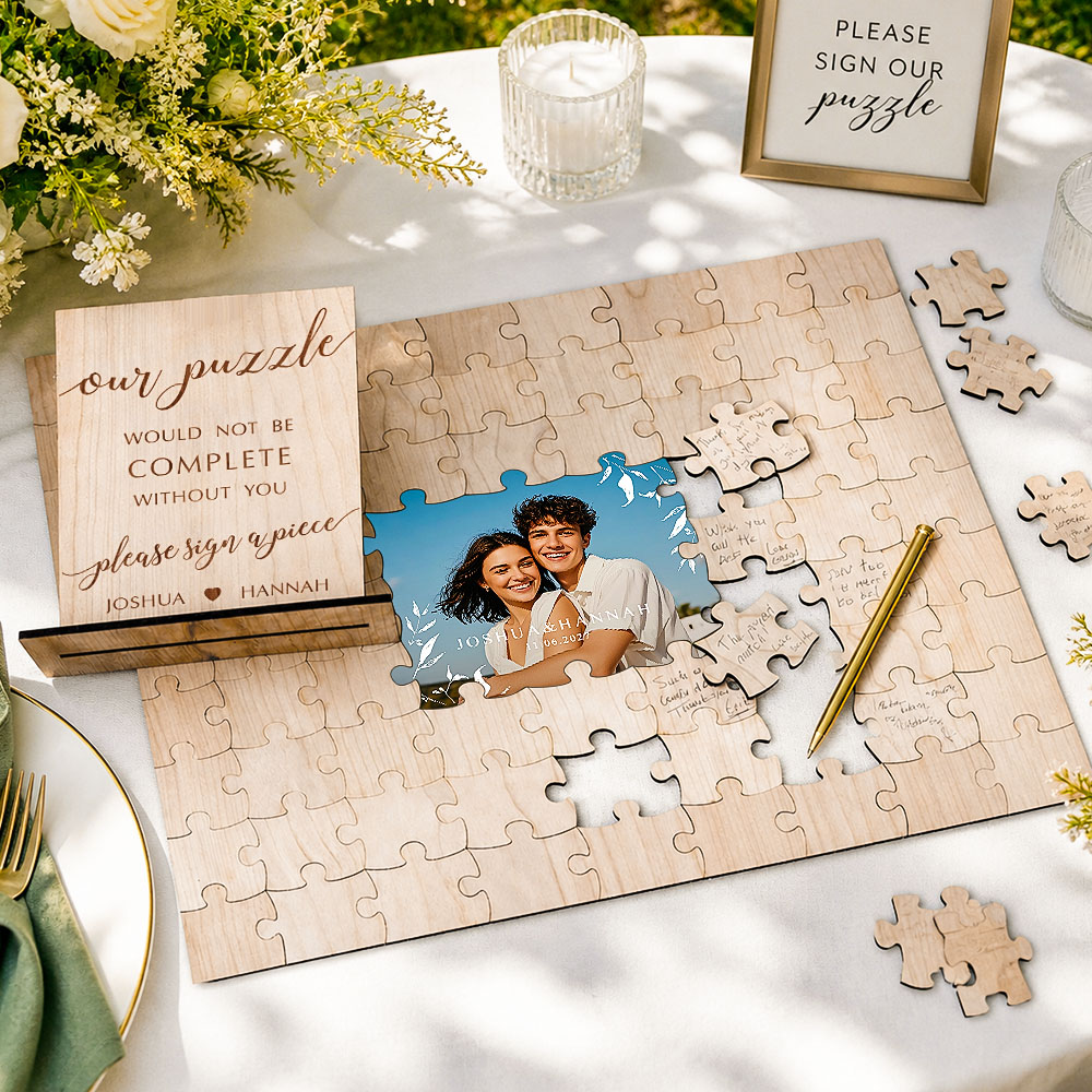Personalisiertes Hochzeits-Puzzle-Gästebuch-Set – Individuelles Foto-Puzzle Und Hochzeitsschild, Interaktives Hochzeits-Andenken - soufeelde