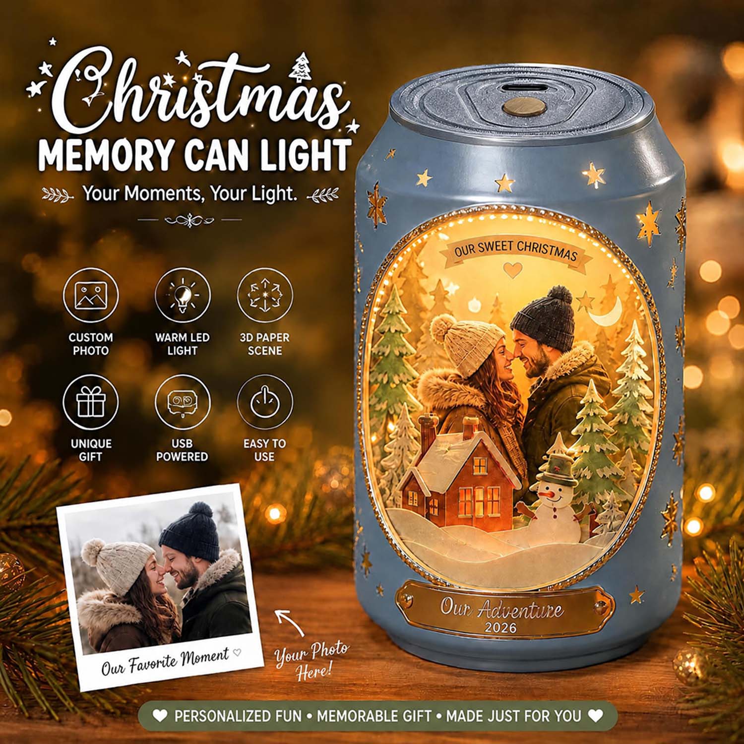 Individuelles Foto-Nachtlicht – Personalisierte LED-Schreibtischdekoration, Einzigartiges Geschenk Für Weihnachten, Geburtstag Und Besondere Anlässe - soufeelde